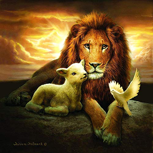 Adult Children's Wooden Classic Puzzle 1000 Pieces-Lion Lamb Dove-Challenging Entertainment Activities (Multicolor)-A Large Game Toy Gift with Challenges and Difficulties