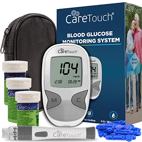 Care Touch Diabetes Testing Kit - Blood Glucose Monitor, 150 Blood Glucose Test Strips, 100 30-Gauge Lancets, Lancing Device, Battery, and Carrying Case | for Blood Sugar Testing and Monitoring