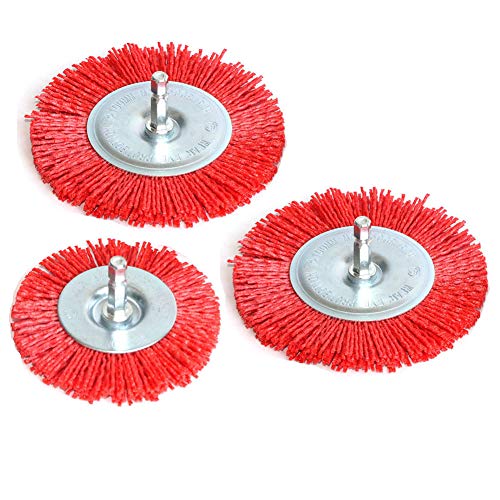 3Pcs Abrasive Wire Wheel Brushes Assorted Nylon Brush Set 3Inch/4' for Drill with 1/4' Shank