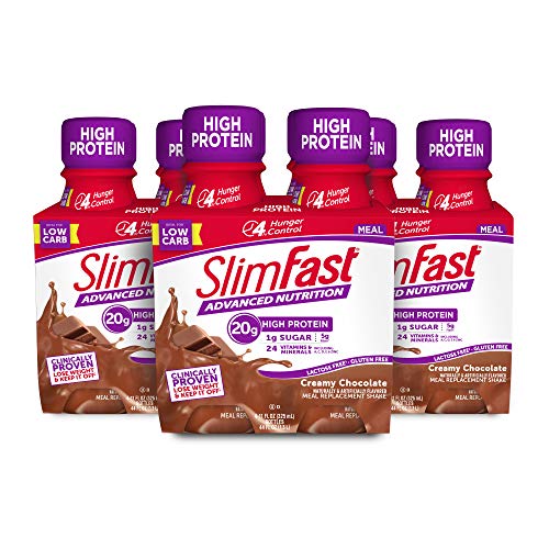 SlimFast Advanced Nutrition Creamy Chocolate Shake – Ready to Drink Meal Replacement – 20g of Protein – 11 Fl. Oz. Bottle – 12 Count