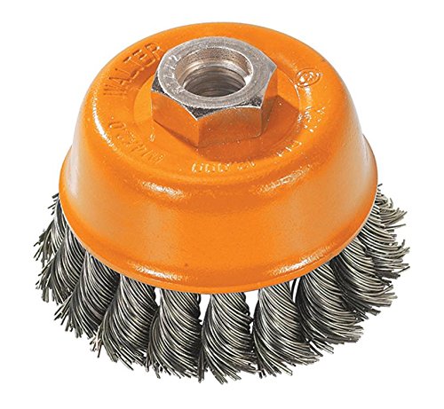 Walter 13F304 Wire Cup Brush - 3 in. Carbon Steel Knot Twisted Wire Cup - Power Brush with Threaded Hole. Surface Finishing Tools