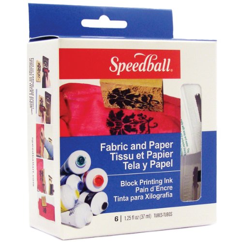 Speedball Art Products Block Printing Ink, 1.25-Ounce, Fabric and Paper, 6 Per Package