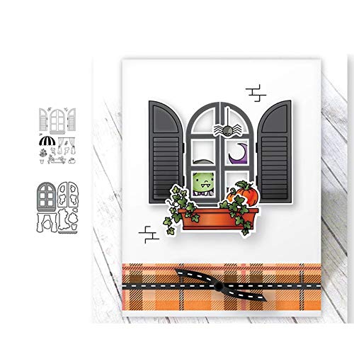 An-Xue Metal Cutting Dies and Stamps Flower Tree Window Curtain Scrapbook Craft Dies Cut Stencil Card Making Album Sheet Decoration