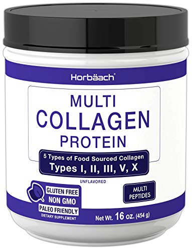 Multi Collagen Powder | 16.2 oz | Type I, II, III, V, X | Hydrolyzed Collagen Peptide Protein Powder | Keto & Paleo Friendly | Unflavored | Non-GMO, Gluten Free | by Horbaach