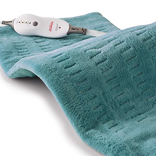 Sunbeam Heating Pad for Pain Relief | XL King Size SoftTouch, 4 Heat Settings with Auto-Off | Teal, 12-Inch x 24-Inch