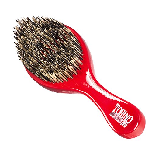 Torino Pro Wave Brush #470 by Brush King - Extra Hard Curve Wave Brush with Reinforced Boar & Nylon Bristles - Great for Wolfing - Curved 360 Waves Brush