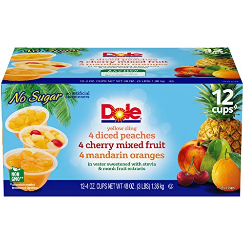 Dole Fruit Bowls, Peaches Mandarin Oranges and Cherry Mixed Fruit, 4 Ounce, 12 Count