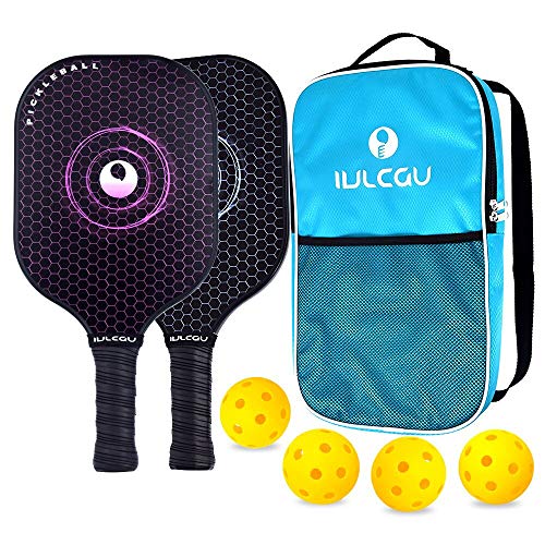 Cyrus Graphite Pickleball Paddle Set of 2, Lightweight Carbon Fiber Face Honeycomb Composite Core Paddles Sets of 2 Including Racket Bag and 4 Balls, USAPA Approved (Black Pickleball)