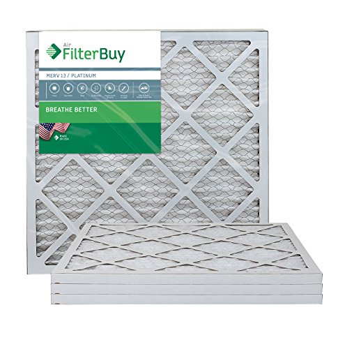 FilterBuy 20x20x1 MERV 13 Pleated AC Furnace Air Filter, (Pack of 4 Filters), 20x20x1 – Platinum
