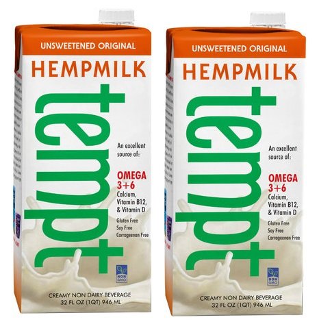 Living Harvest Tempt Hemp Milk, Unsweetened Original, 32-Ounce Containers (2 Pack)