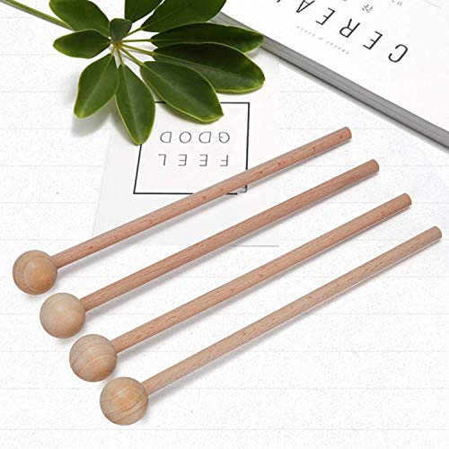 4 pcs Bell Mallets Glockenspiel Sticks, Mallet Percussion with Wood Handle Round Head Hammer for Energy Chime Xylophone Wood Block and Bells