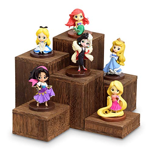 Mooca Wooden 6 Pcs Square Risers for Display Jewelry and Accessories Display Stand Wooden Display Risers, Wood Jewelry Risers Wood Figurine Display Risers, Brown