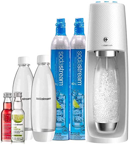SodaStream Fizzi One Touch Sparkling Water Maker Bundle (White) with CO2, BPA free Bottles, and 0 Calorie Fruit Drops Flavors