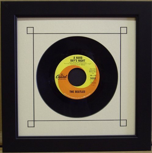 Frame My Collection 45 Single 6 7/8' Inch Vinyl Record Frame Featuring White Mat Design (Black Trim) and Solid Wood Black Frame 45% UV Glass