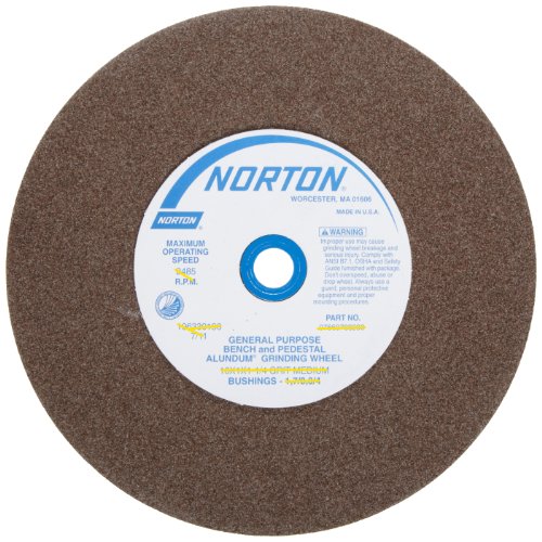Norton Bench and Pedestal Abrasive Wheel, Type 01 Straight, Aluminum Oxide, 1' Arbor, 6' Diameter, 3/4' Thickness, Fine Grit (Pack of 1)