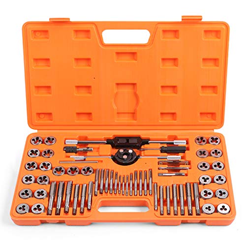 HORUSDY 60-Piece Master Tap and Die Set | SAE Inch and Metric Sizes | for Coarse and Fine Threads Best Tool
