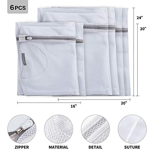 Mesh Laundry Bags for Delicates with Premium Zipper, Laundry Bag for Washing Machine, Lingerie Bags for Laundry, Blouse, Hosiery, Stocking, Underwear, Bra,Sock and Shoes Laundry Wash Bag (6Pcs).