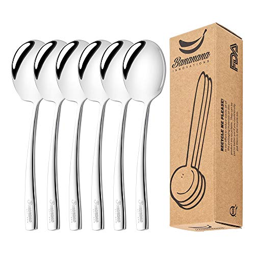 Stainless Steel Serving Spoon Set of 6 Pieces for Catering, Dishwasher Safe, Large Serving Utensils of 9 Inches Spoons
