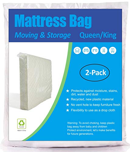 ComfortHome 2 Pack Mattress Bag for Moving and Storage, Queen/King Size