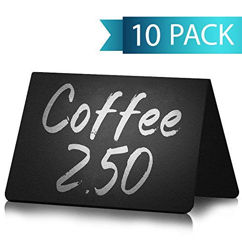 10 Pack Mini Chalkboard Table Tent Signs 4'x3' for Food - Buffet - Party - Wedding - Chalkboard Labels for Food - Chalk Food Stand Labels - Chalkboard Tag - Chalkboard Buffet Tags for Food Table Tents