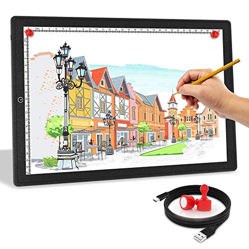 A4 LED Light Box,Golspark Ultra-Thin Portable Light Pad with Touch Dimmable Brightness Artcraft Tracing Light Table,USB Powered Light Board Kit for Students,Artists Drawing(Black)
