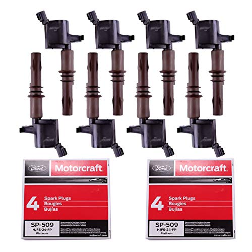 Ignition Coils DG521 and Motorcraft SP-509 Spark Plugs compatible with Ford Expedition F-150 Super Duty F-250 F-350 F-450 F-550 F-350 F53 4.6L 5.4L 6.8L C1659 DG521 8L3Z-12029-A