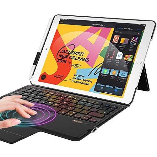 Touchpad Keyboard for iPad 8th Generation/7th Gen, iPad 10.2 Case with Keyboard, Apple Pencil Holder & Magic Trackpad & Smart Touch Keyboard for iPad 10.2 inch 2020, iPad Air 3rd Gen/Pro 10.5, Black