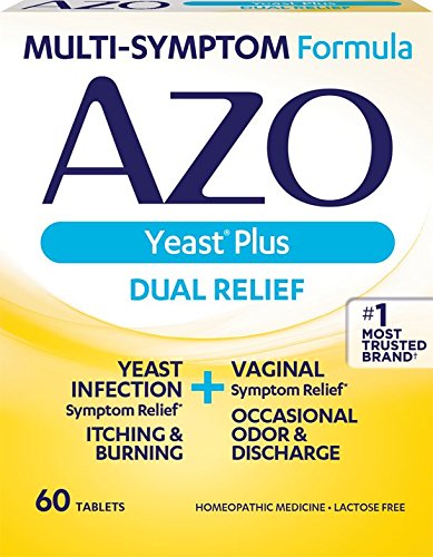 AZO Yeast Plus Dual Relief Homeopathic Medicine | Yeast Infection Symptom Relief: Itching & Burning | Vaginal Symptom Relief: Occasional Odor & Discharge | #1 Most Trusted Brand | 60 Tablets