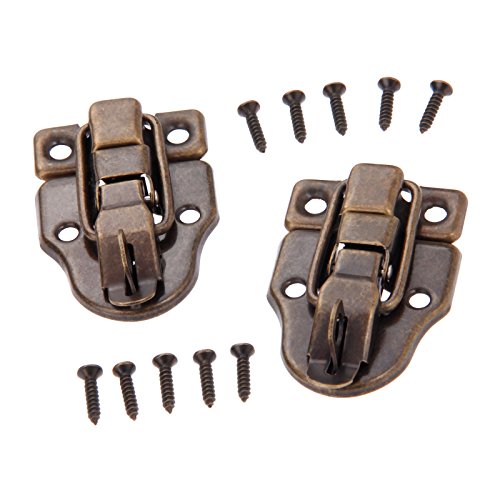 Dophee 2Pcs 2.32'x1.57' Antique Bronze Retro Style Iron Toggle Fit Case Box Chest Trunk Latch Hasps