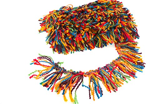 Marsha Q Multicolor Knitting Yarn Tassel Fringe Woolen Trim Boho Ribbon 5 Yard for Sewing Crafts Scarf Braiding Home Textiles Belts Headpiece Designing Decorating Embroidery Clothing