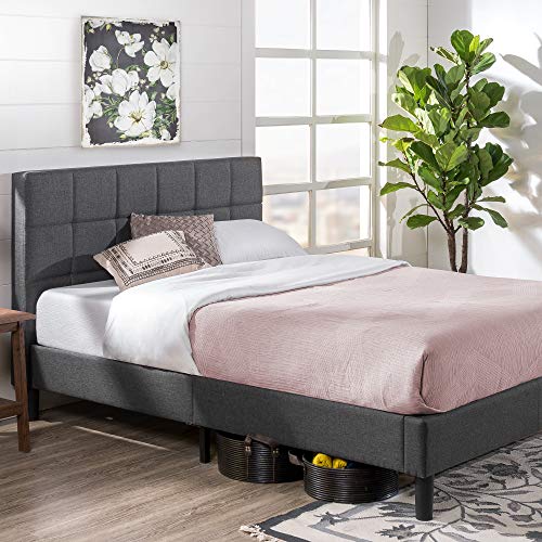 Zinus Lottie Upholstered Platform Grey Bed Frame | Model | Queen