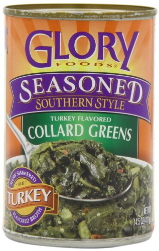 Glory Foods, Seasoned, Collard Greens in Turkey Broth, 14.5oz Can (Pack of 6)