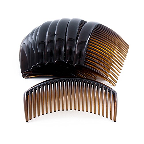 Yeshan 3.2' Plastic Hair Side Comb With Teeth Comb HairPin Clip for women,Brown (12pcs)