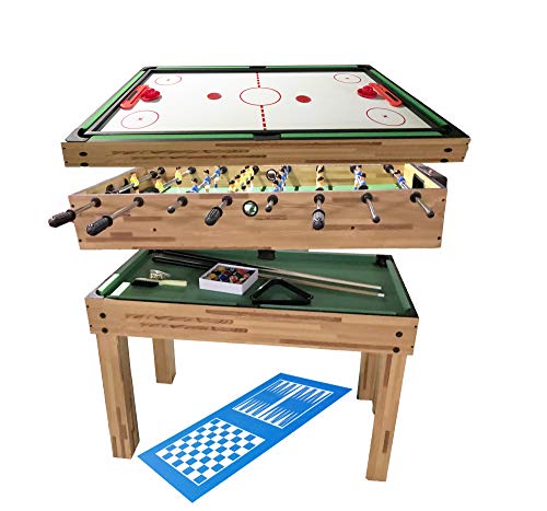 haxTON Game Table Combination Multi Game Table with 4 Games 4 in 1/3 in 1 Game Table Include Air Hockey Table, Pool Table Bowling Table and Foosball Table for Children and Adult Chess Exclude