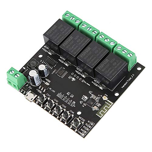 4-Channel WiFi Wireless-Relay Switch Module - Smart Momentary Inching Controller,DC 7-32V DIY Remote Control Garage Door,Compatible with Alexa Echo Google Home IFTTT