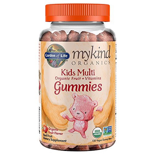 Garden of Life - mykind Organics Kids Gummy Vitamins - Fruit - Certified Organic, Non-GMO & Vegan Complete Children's Multi - B12, C & D3 - Gluten, Soy & Dairy Free - 120 Real Fruit Chew Gummies