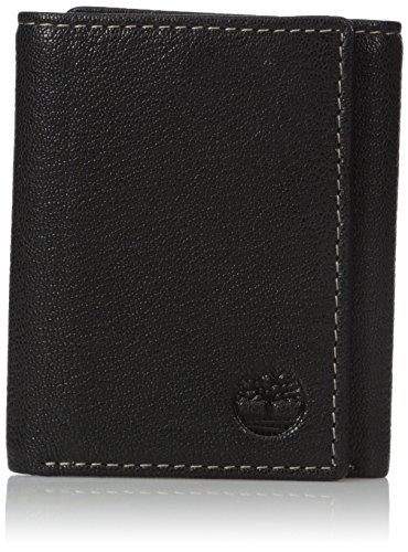 Timberland Men's Genuine Leather RFID Blocking Trifold Security Wallet, black, One Size