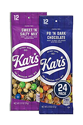 Kar's Nuts Variety Pack Trail Mix Snacks - Sweet 'N Salty Mix, Peanut Butter 'N Dark Chocolate Individual Packs (Pack of 24)