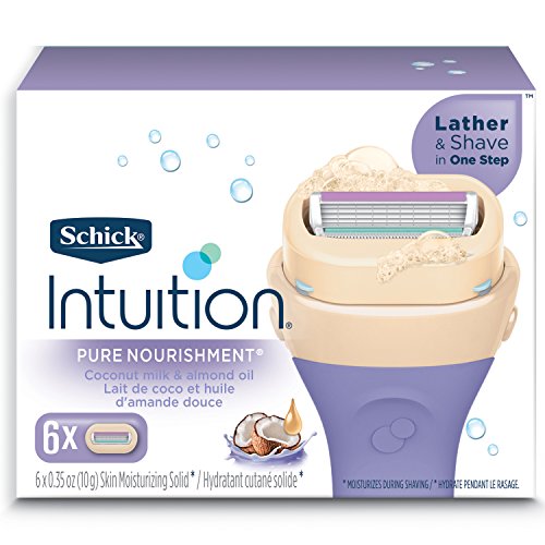 Schick Intuition Pure Nourishment Womens Razor Refills with Coconut Milk and Almond Oil, Pack of 6