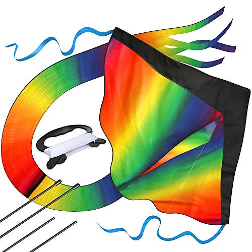 aGreatLife Huge Rainbow Kite for Kids with Safety Certificate Kite Easy To Fly for Outdoor Games and Activities | Easy to Fly and Soars High A Great Way to Enjoy and Spend Time with Friends and Family