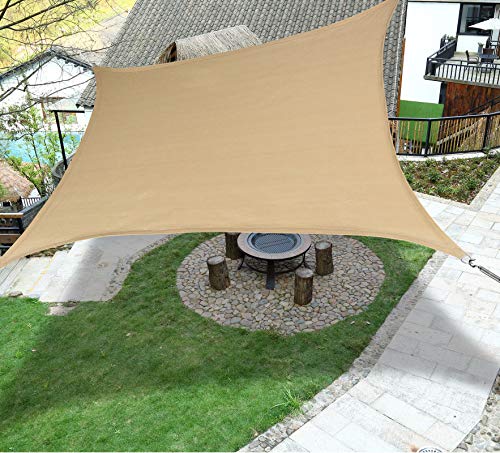 LOVE STORY 12' x 16' Rectangle Sand Sun Shade Sail Canopy UV Block Awning for Outdoor Patio Garden Backyard