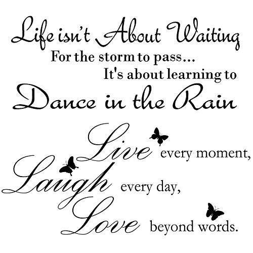 2 Sheets Live Every Moment Laugh Every Day Love Beyond Words Stickers Vinyl Wall Decals Motivational Wall Quote Sayings Stickers Inspirational Quote Butterfly Wall Stickers Home Decors