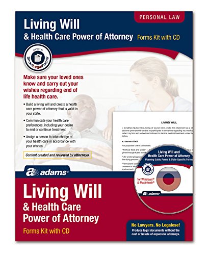Adams Living Will and Power of Attorney for Healthcare Kit, Forms and Instructions, Includes CD (K306),White