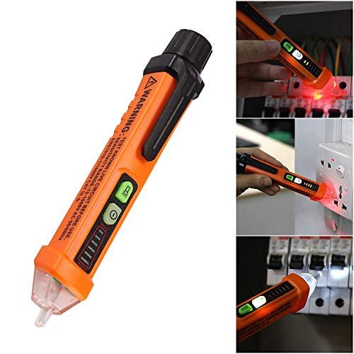 Non Contact Voltage Tester Pen Flashlight, Electric AC Voltage Detector Pen, Electrical 12-1000V compact pocket battery Multimeter voltage tester inductive with Buzzer Alarm with Alarm Mode Live