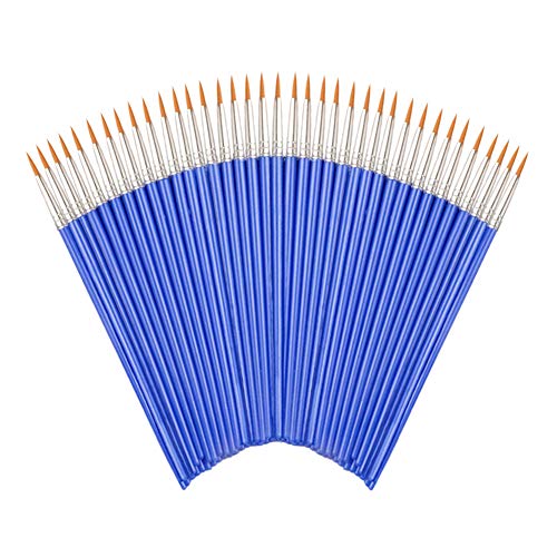 Round Paint Brushes，50 Pcs Art Paintbrushes for Kids/Artists/Painters/Beginners/Students ，Short Plastic Handle，Nylon Hair Brushes for Acrylic Oil Watercolor Art Painting