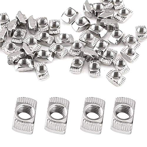 100Pcs 2020 Series M5 T-Nuts Carbon Steel Nickel-Plated Half Round Roll in Sliding T Slot Nut