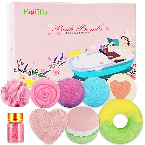 Belifu Bath Bombs, Bath Basket Gift Set Organic Bath Bombs Bubble Bath Bombs Set for Home Fizzy SPA and Moisturize Dry Skin, Gift for, Perfect Mother's Day, Birthday, Anniversary, Thanks Giving Day