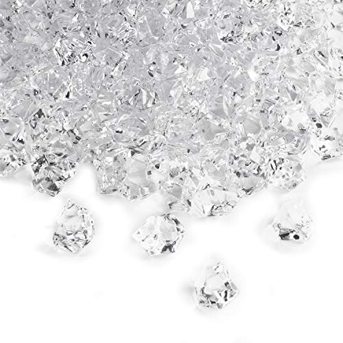 650 Pieces Clear Fake Ice Cubes Acrylic Rock Diamond Crystals Treasure Crushed Gems for Vase Fillers, Table Scatter, Birthday Decoration Favor, Event, Wedding, Arts & Crafts