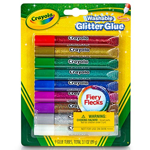 Crayola Washable Glitter Glue, Assorted Colors 9 ea (Pack of 3)