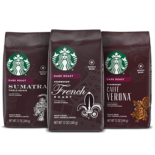 Starbucks Dark Roast Whole Bean Coffee — Variety Pack — 3 bags (12 oz. each)